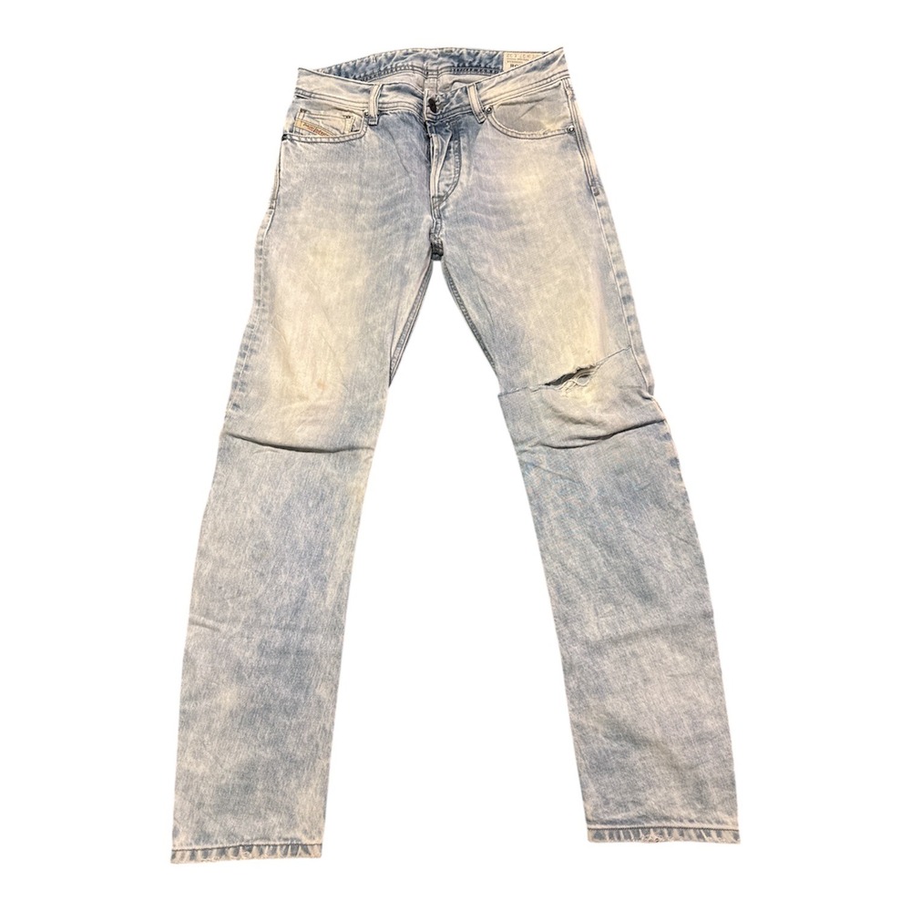 Diesel Rombee Mens Jeans Size 27x32 Regular Slim Carrot Light Wash Distressed